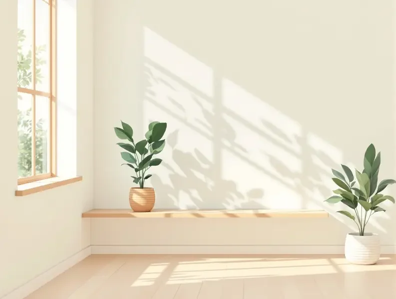 治愈日常主题配图，阳光房间里的人正在给鲜花浇水